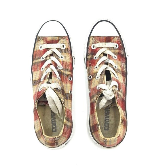 Converse All Star Chuck Taylor Low Top Red - Beige Plaid M3.5 - W5.5 - 22.5cms - Picture 2 of 16